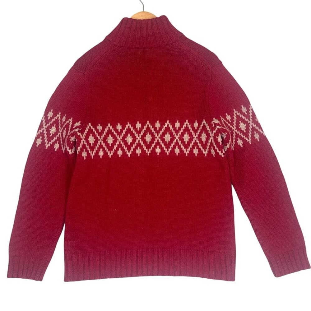Vintage Gap Ski Sweater Mens Medium Lambswool 1/4 Zip Fair Isle Red White Knit - Picture 3 of 11
